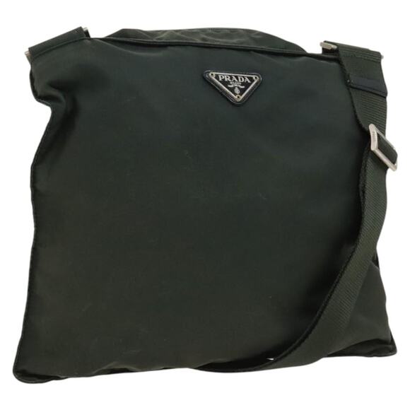 PRADA Shoulder Bag Nylon Khaki Silver - Picture 1 of 9